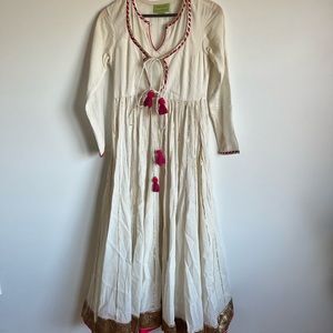 White Cotton Maxj Dress/ Indian Ethnic Anarkali Gown